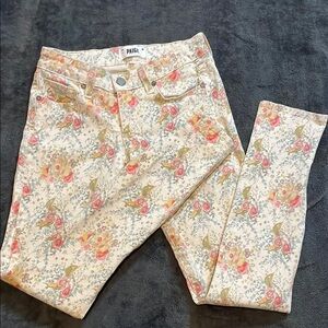 Paige Women's Floral Jeans - Cream and Pink